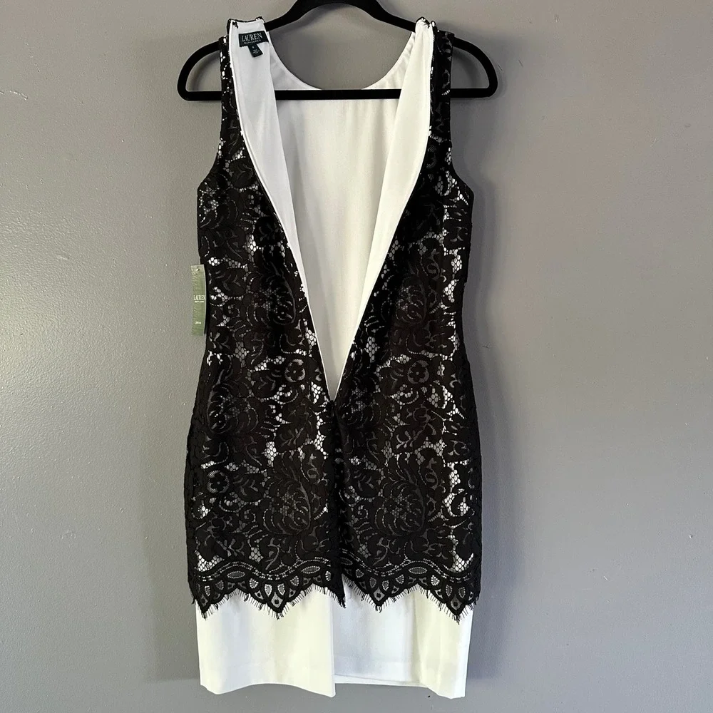 Lauren Ralph Lauren Tasha‎ Lace Overlay Sheath Dress SZ 6 NWT